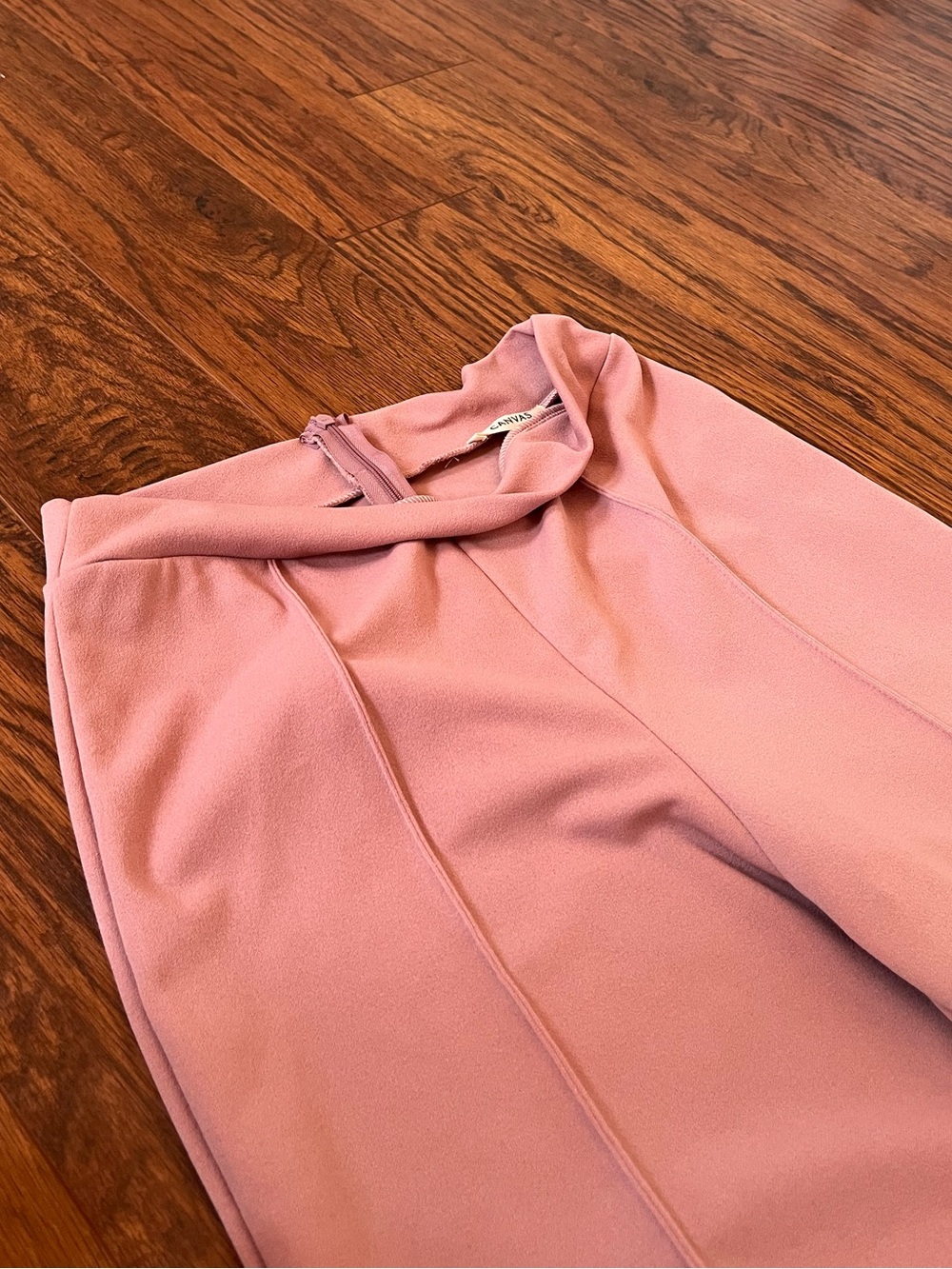 NWOT CANVAS BLUSH PINK WIDE LEG TROUSERS | QUIET LUXURY | OFFICE CORE | SIZE L - Picture 5 of 7